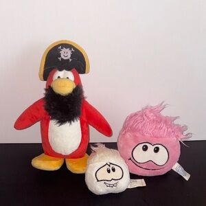 Club Penguin Blackbeard Plush Pink And White Puffles Happy Worried Face
